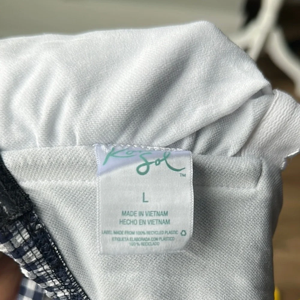 KONA  SOL SIZE L  Blue Navy and White Gingham Swimsuit - Picture 10 of 10